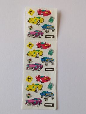 ☀️ Vintage Sandylion Car Sticker Sheet - Colorful Race Cars and Signage